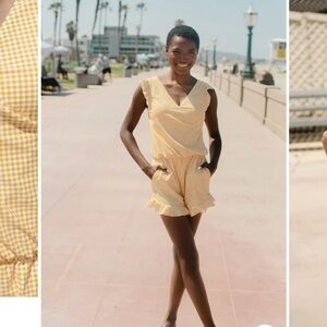 Yellow Gingham Sleeveless Romper